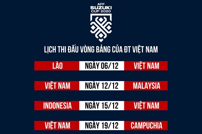 Lịch Thi Đấu Vòng Bảng Của ĐT Việt Nam tại AFF Cup - Bảng B