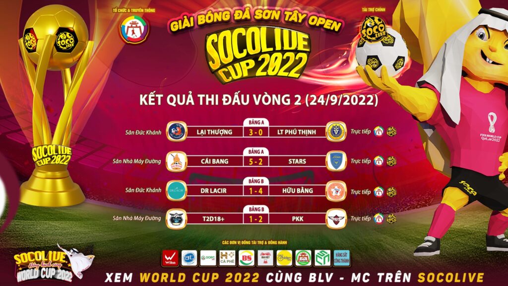 Kết Quả Vòng 2 Bảng A và Bảng B Giải Bóng Đá Sơn Tây Open Socolive Cup 2022