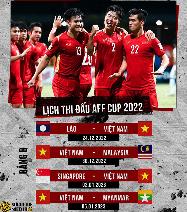 Lịch thi đấu Việt Nam AFF Cup 2022 mới nhất