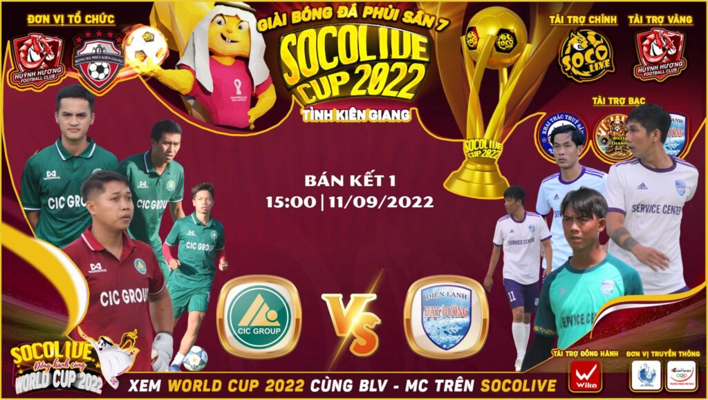 Bán kết 1 Giải bóng đá phủi tỉnh Kiên Giang Socolive Cup 2022 CIC Group Vs Đạt Đường