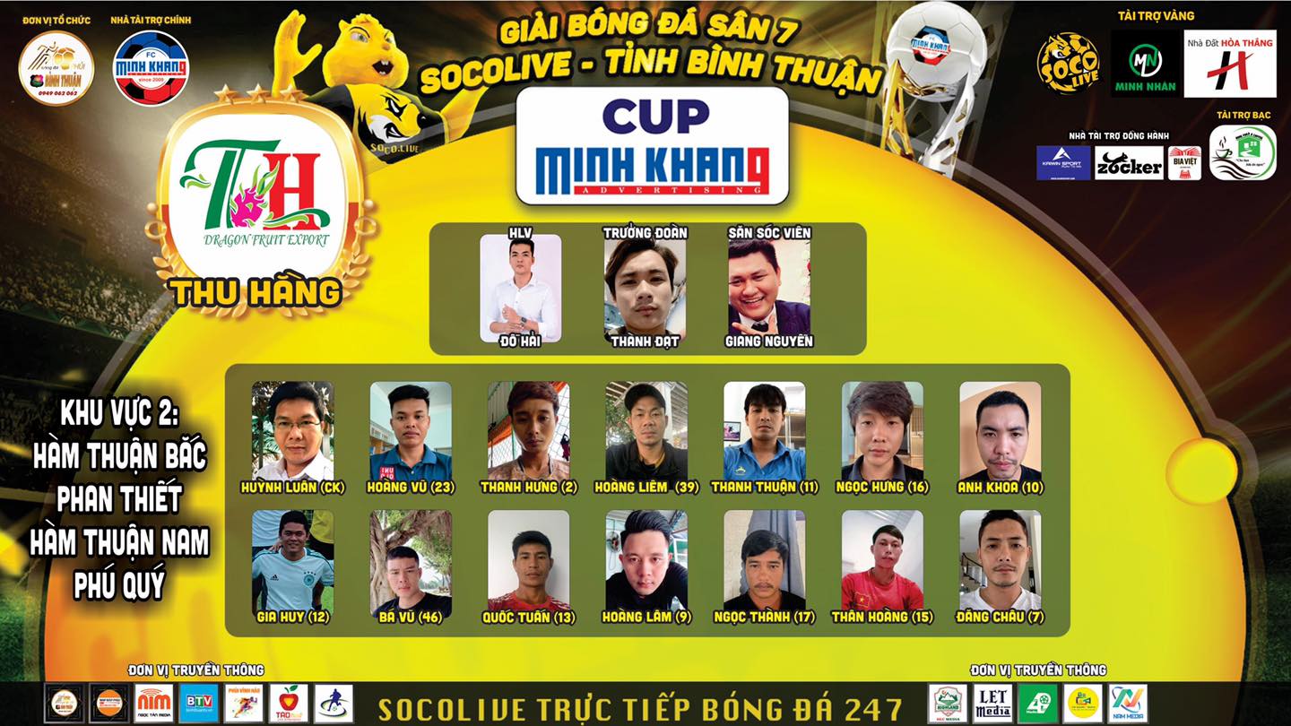 Danh sách đội hình Thu Hằng FC tại Giải Bóng đá Sân 7 Socolive Bình Thuận Cup Minh Khang