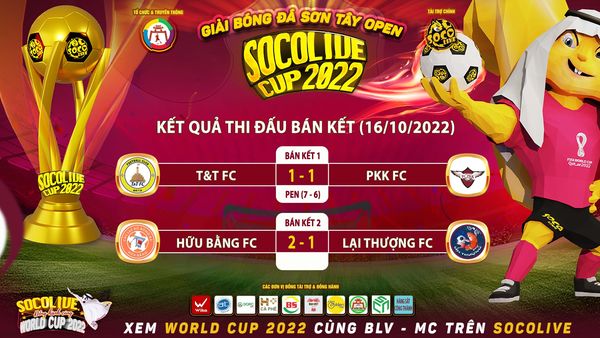 Kết quả thi đấu Bán Kết Giải Bóng Đá Sơn Tây Open Socolive Cup 2022