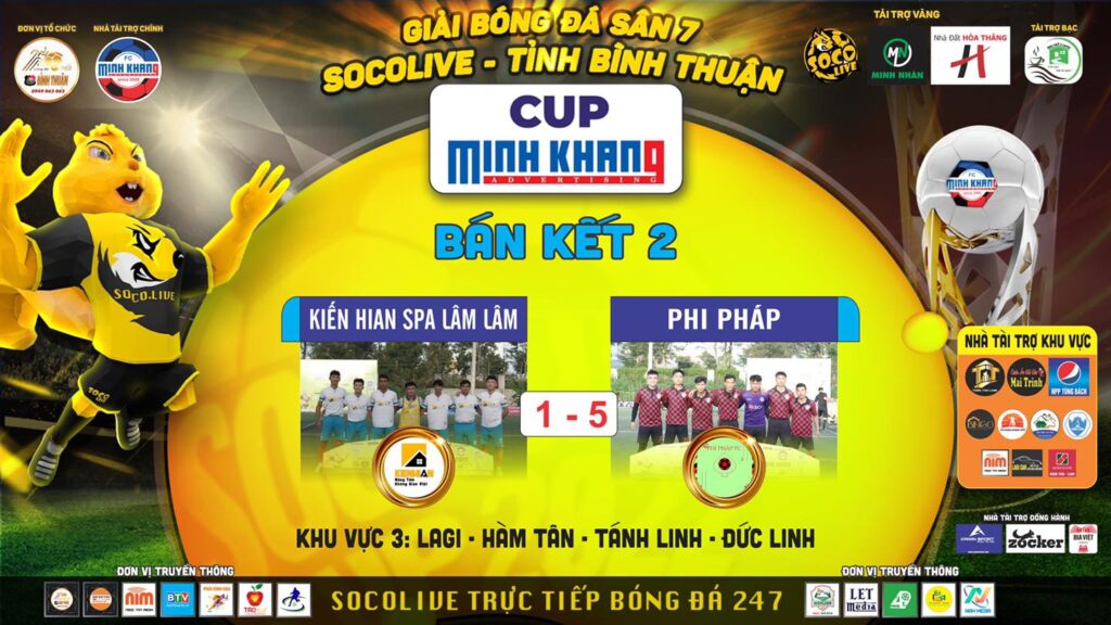 Bán kết 2 Giải Socolive Bình Thuận: Kiến Hian Span Lâm Lâm FC 1-5 Phi Pháp FC