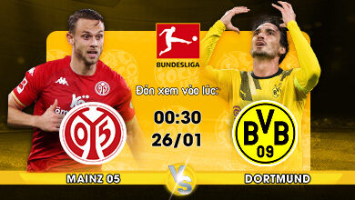 Link Xem Trực Tiếp Mainz 05 vs Borussia Dortmund 00h30 ngày 26/01